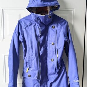 Burton Purple Hooded Ski Jacket with Yellow Accents